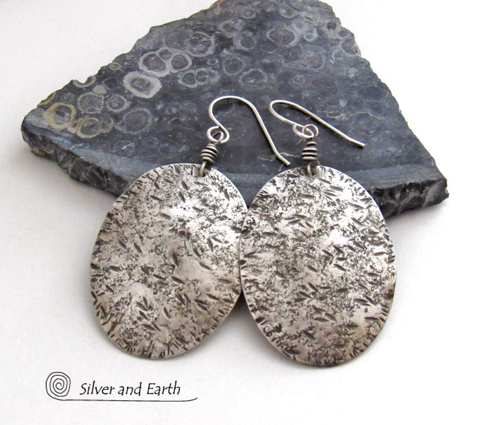 3-Disk hot Sterling Silver Textured Earrings